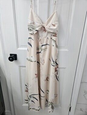 Women’s Cream Floral Slip Dress with Spaghetti Straps